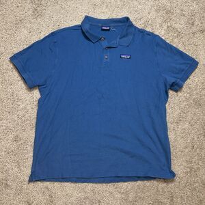 Patagonia Men's Size XL Polo Shirt Blue Wood Buttons